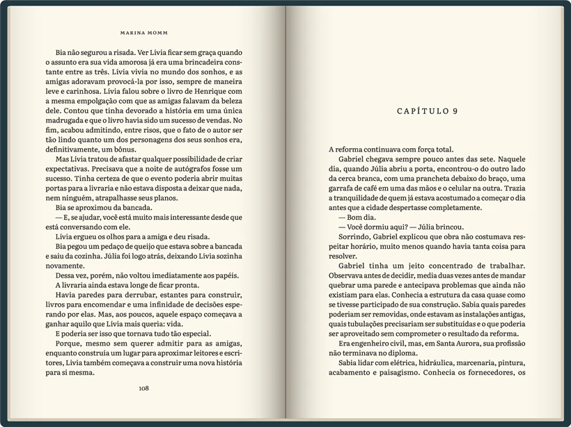 Página dupla do livro Casa Mundo, de Marina Momm, diagramado pela Histórias que Curtimos